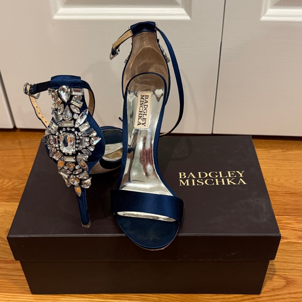 Badgley Mischka Midnight Blue Embellished Heels